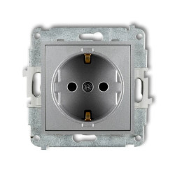 MINI Mechanizm gniazda pojedynczego z uziemieniem SCHUKO 2P+Z (przesłony torów prądowych) srebrny metalik 7MGP-1sp