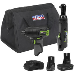 Sealey CP108VCOMBO6EU Cordless Impact Wrench &amp; Ratchet Wrench Kit 10.8V 2 Bat EU