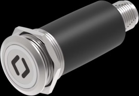 Vandal-proof pushbutton switch, silver, illuminated  (white), 0.6 A/35 V, mounting Ø 22 mm, IP65/IP67, 82-6657.2154