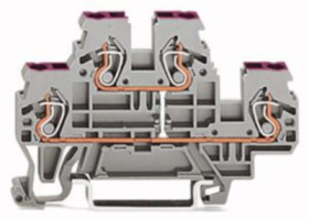 Double level terminal, spring-clamp connection, 0.08-2.5 mm², 1 pole, 24 A, 6 kV, gray, 870-508
