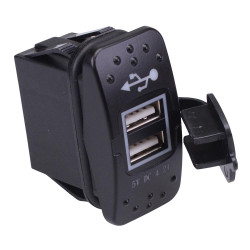 Dual USB-A 5V 2.1A Panel Mount Socket with LED A13-236AU-BB3