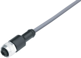 Sensor actuator cable, M12-cable socket, straight to open end, 5 pole, 2 m, PVC, gray, 4 A, 77 4430 0000 20005-0200