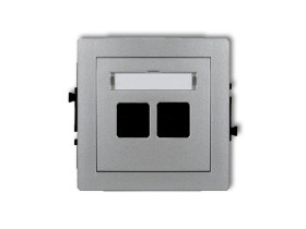 DECO Gniazdo multimedialne podwójne bez modułu (standard Keystone) srebrny metalik 7DGM-2P KARLIK