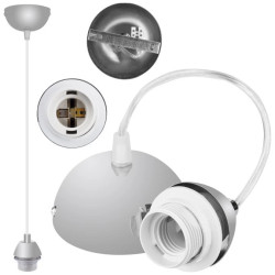 Lampa wisząca zwis sufitowy E27 chromowana pod klosz (bez linki)