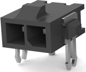 Pin header, 2 pole, pitch 3 mm, angled, black, 2-1445054-2