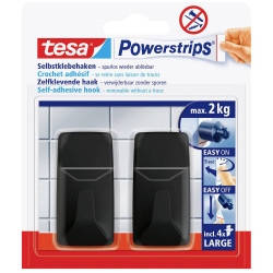 tesa 58279-00000-20 Powerstrips Adhesive black hooks 20x50mm 2pcs