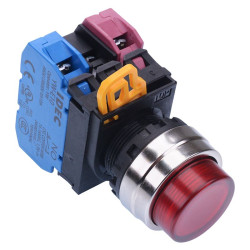 YW4L-M2E11Q4R Red 24V illuminated 22mm Metal Bezel Momentary Push Button Switch 1NO-1NC IP65 IDEC