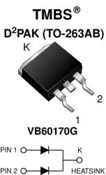 VB60170G-E3 Dual High Voltage Trench MOS Barrier Schottky Rectifier Ultra Low VF = 0.50 V at IF = 5 A