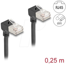 80297 Cat.6a patch cable, S/FTP, bottom / bottom angled, 0.25 m