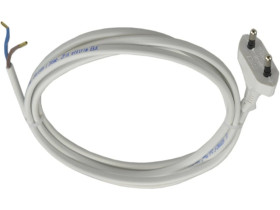 Przewód z wtyczką płaską 2x0,75mm 1,9m biały