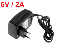 Zasilacz wtyczkowy sieciowy 6V / 2A 2,1/5,5 (CZARNY)
