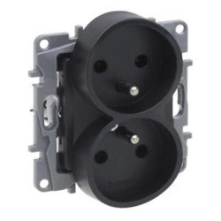 Niloe Selection Gniazdo 2 x 2p+z do ramek wielokrotnych (bez przesłony, zaciski śrubowe) antracyt 762235