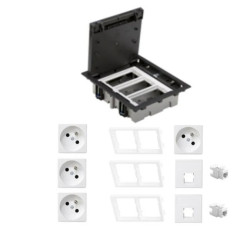 KONTAKT SIMON FLOOR BOX puszka podłogowa 4x gniazdo pojedyncze z/u + 2x gniazdo RJ45 kat. 6 nieekranowane do podłóg technicznych