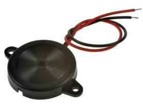 Buzzer piezoelektryczny; TE - HPA23B - W - H 4.5; 80 dB; 1÷40V; 3mA; fi 23mm; 4kHz; na panel; bez generatora; przewody; 4,5mm; 1