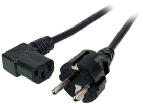 Power cable, Europe, plug type E + F, straight on C13 socket, angled, black, 2 m, EK534.2