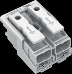294-4002 Light terminal block, without PE contact, 2-pin, 2.5 mm², white