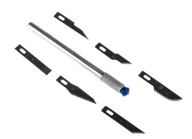 Zestaw noży tapicerskich, typ: Precyzja, dł.: 115mm, Stal, l. łopatek: 6