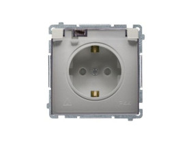 SIMON BASIC Gniazdo schuko do wersji IP44 (moduł) 16A 250V zaciski śrubowe satynowy klapka transparentna BMGSZ1B.01/29A KONTAKT