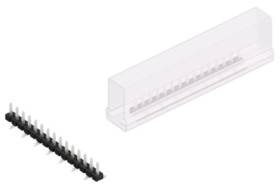 Pin header, 15 pole, pitch 2.54 mm, angled, black, SLLP5SMD03815ZSM