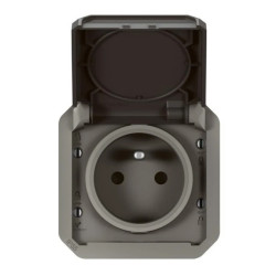 NOWE PLEXO 55 Gniazdo 2P+Z zaciski automatyczne mechanizm 16A - 250V AC antracyt 069891L