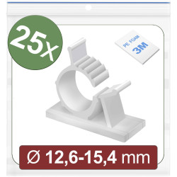 Quadrios 24CA447 Cable Clips White Self-adhesive 12.6-15.4mm 25 pcs