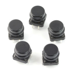Tact Switch 12x12mm z nasadką - grzybek czarny - 5szt