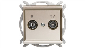 Sonata Gniazdo Antenowe Rtv Przelotowe 10Db Szampański Złoty Gpa-10Rp/M/39