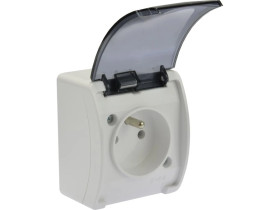 Gniazdo hermetyczne pojedyncze 2P+Z natynkowe IP44 białe / przezroczyste Koala 161-51 61.376