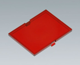 Front plate, PC, (W x H) 32 x 42 mm, red/transparent, B6801300