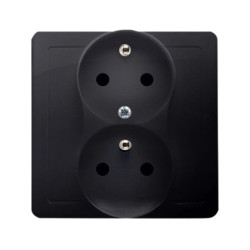 Simon Basic Gniazdo podwójne z/u z funkcją niezmienności faz z przesłonami 16A 250V grafit matowy BMGZ2TZ/28