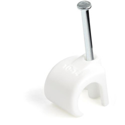 Spinka do kabli 14mm materiał: Polietylen Biały Kołnierze zaciskowe z gwoździami