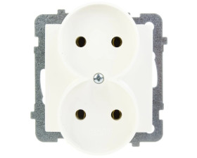 AS Gniazdo podwójne b/u ecru GP-2GR/m/27