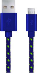 Kabel USB MICRO A-B 1M oplot granatowy