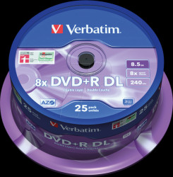 43757 DVD+R 8.5 GB, double layer, spindle pack of 25