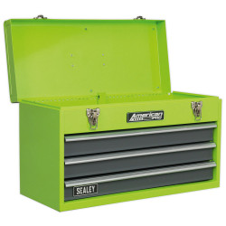 Sealey AP9243BBHV Tool Chest 3 Drawer Portable - BB Runners - Hi-Vis Green