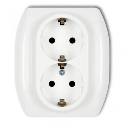 TREND Gniazdo podwójne z/u SCHUKO biały GP-2sp