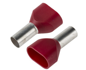 Końcówka tulejkowa izolowana 2 x 10mm² długość 12mm Czerwony średnica 5.8mm Izolowane JST
