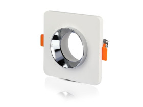 VT-862 Oczko halogenowe trzonek: GU10 gips biała-chrom kwadratowa 3119 V-TAC