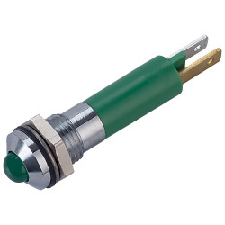 CML 19040351 M8 LED Indicator Green Prominent Satin Chrome 24VDC