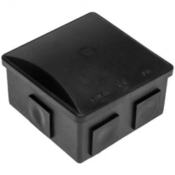 Puszka instalacyjna natynkowa typu KLIK 85x85x40mm IP44 czarna kwadrat z zaślepkami PAWBOL