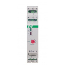 BIS-413 230V 10A, Przekaźnik bistabilny z wyłącznikiem czasowym, montaż na szynę DIN