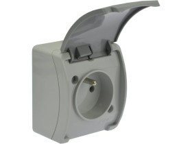 Gniazdo hermetyczne pojedyncze 2P+Z natynkowe IP44 szare Koala 161-08 61.375