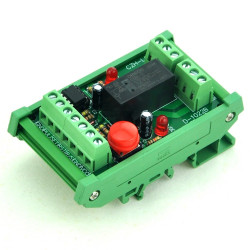 DIN Rail Momentary-Switch/Pulse-Signal Control Latching DPDT Relay Module, 12V.