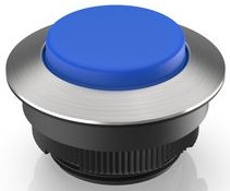 Pushbutton, illuminable, groping, waistband round, blue, front ring stainless steel, mounting Ø 30.3 mm, 1.30.290.221/2600