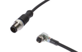 Złącze do samokonfekcjonowania M8 kątowe żeńskie M12 męskie proste 3-pinowe PUR 3x0.34mm² IP67 VK150F82