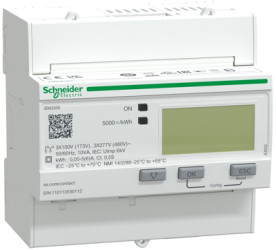 Electric meter, 3 phase, 5A, with partial counter, (L x W x H) 90 x 69 x 95 mm, A9MEM3200