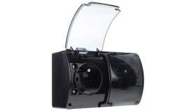 Gniazdo Hermetyczne Podwójne 2X 2P+Z Natynkowe Ip44 Czarne / Przezroczyste...