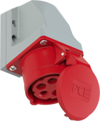 CEE wall socket, 5 pole, 16 A/400 V, red, 6 h, IP44, 115-6TTK