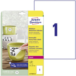 Avery-Zweckform L4775REV-20 Label film 210x297mm white removable laser 20pcs