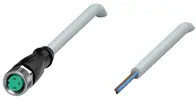 Sensor actuator cable, M8 cable socket, straight, A to open end, 3 pole, 7.5 m, PUR, gray, 3 A, 240799-100004
